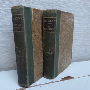David Copperfield by Charles Dickens Antique Hardback Books Volume 1 and 2 - Chapman and Hall