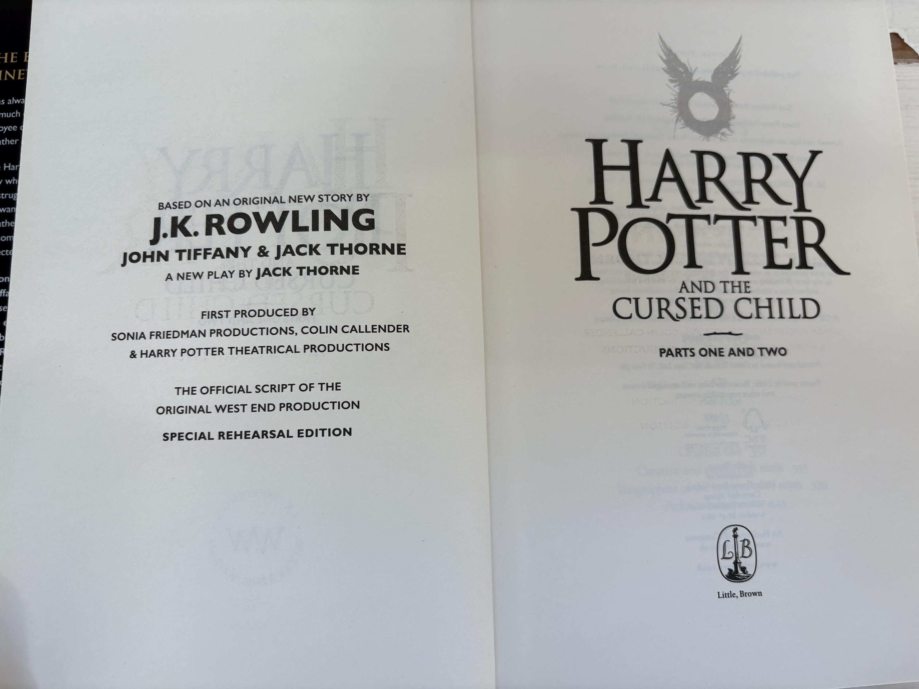 Harry Potter and the Cursed Child Parts One and Two Hardback Book
