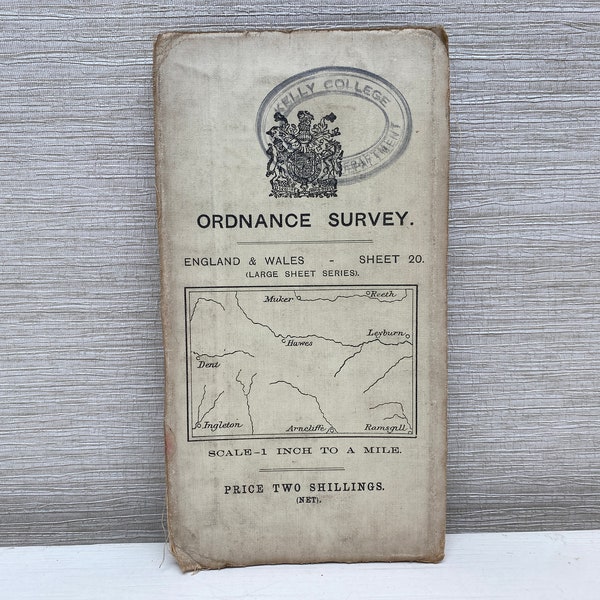 Antique Ordnance Survey Map England & Wales 1914 on Cloth Sheet 20 Large Sheet Series
