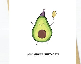 Cute Birthday Card, Birthday Card gift for him, for her, friendship card, punny funny birthday card, Avocado card