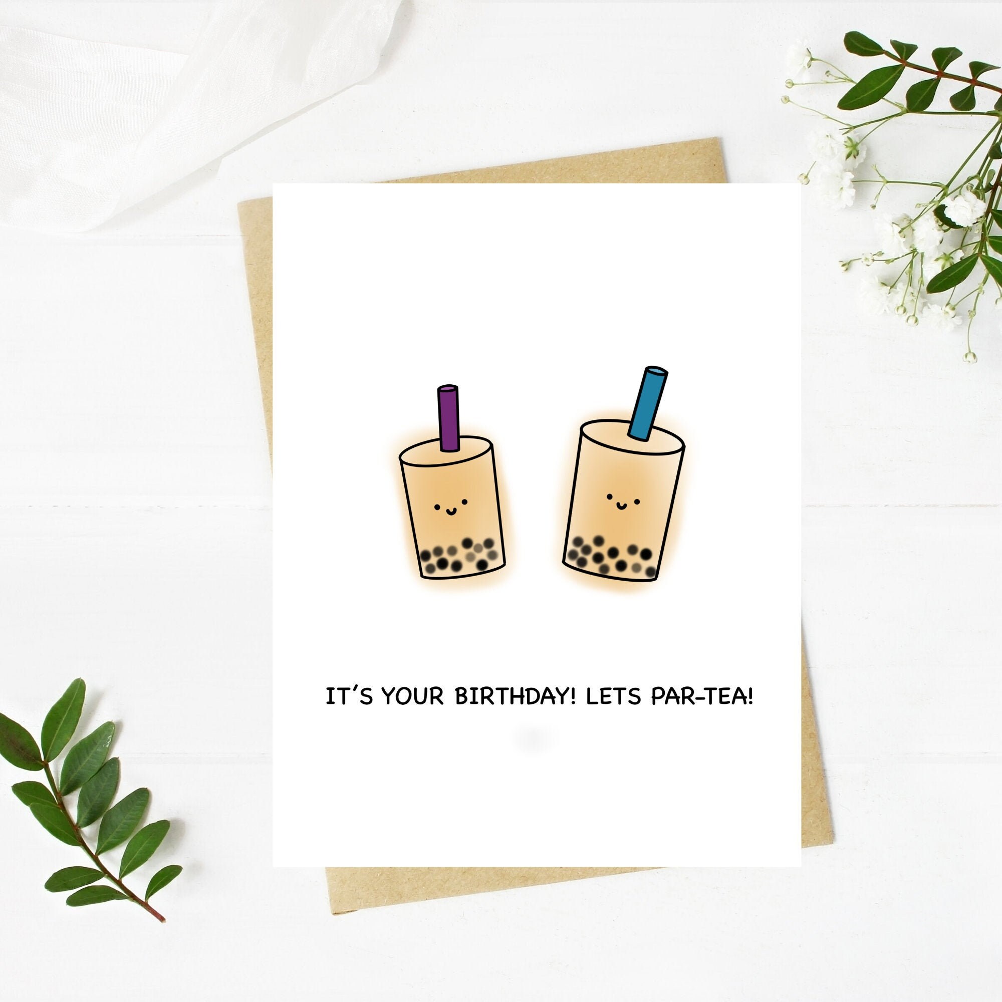 Bubble tea birthday card Boba tea lover Birthday Card gift Etsy