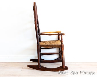 Buy 18th Century English Antique Lancashire Spindle Back Rush