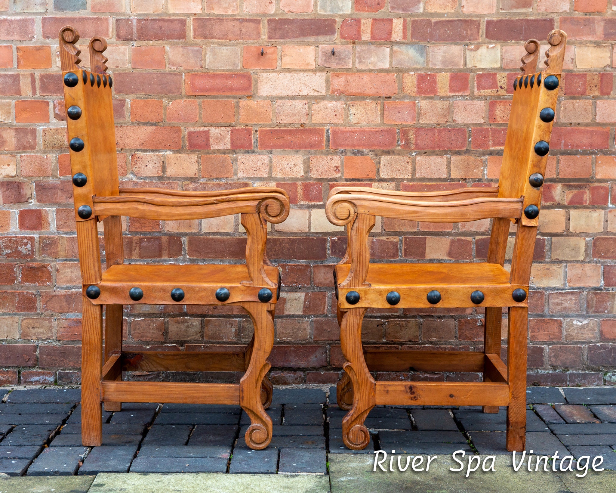 メキシカンレザー玉座椅子 スペイン植民地バロックスタイル