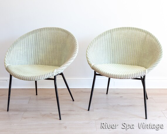 Pair of 1950s M300 Lloyd Loom Lusty Chairs MCM Lounge Chairs