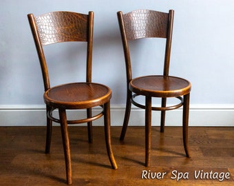 ダイニングチェア vintage thonet chair Pair of Antique Mundus Crocodile Bentwood Bistro Chairs, Art