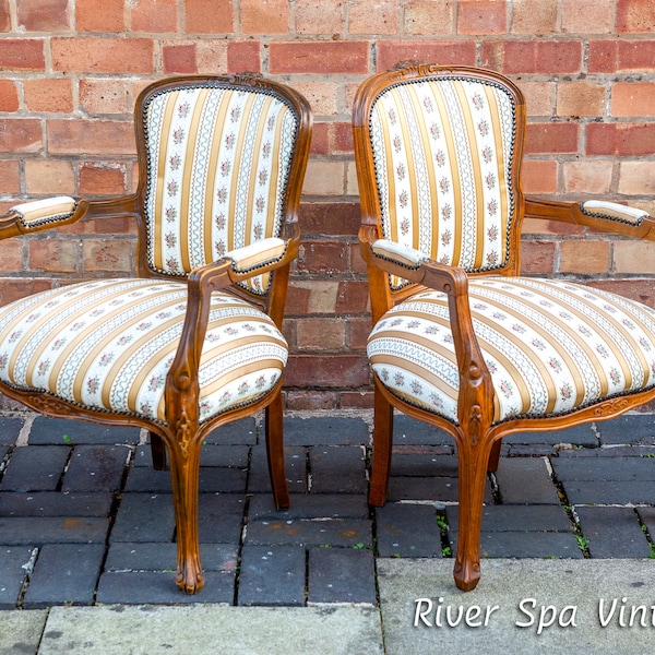 Pair of Armchairs Louis XV style French Parlour Armchairs Vintage French Empire Library Chairs Living Room Chairs Bedroom Hallway Chairs MCM