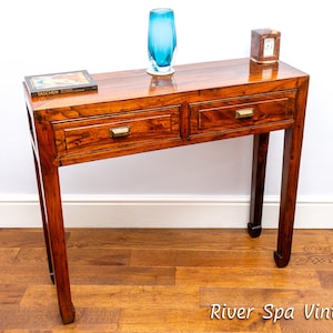 Fine Vintage Chinese Red Lacquered Cherry Wood Ming Console Table, Antique Hallway Table, Antique Console Table, Fine Ming Console Table