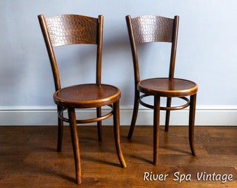 その他 HAMAMOTO CHAIR VINTAGE Pair of Antique Mundus Crocodile Bentwood Bistro Chairs, Art