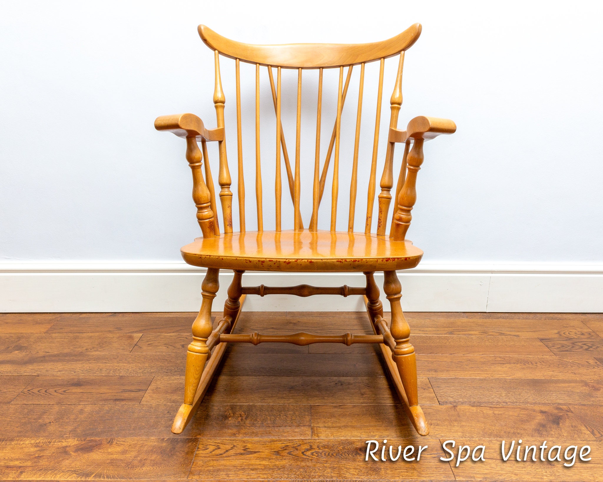 Rare Stoe of Yugoslavia Mid Century Vintage Solid Wood Windsor