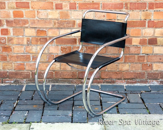 ヴィンテージ 本革レザー クロム アームチェア 2