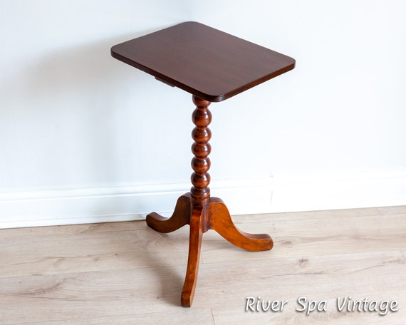 Antique Georgian Mahogany Bobbin Turned Pedestal Tripod Wine Table Side Table Lamp Table, Antique Side Table, Antique Occasional Sofa Table
