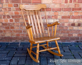 Bent Bros Mecedora Windsor Silla MCM Hitchcock Silla Mid Century Arrowback American Country Farmhouse Silla Vintage Madera maciza de fresno