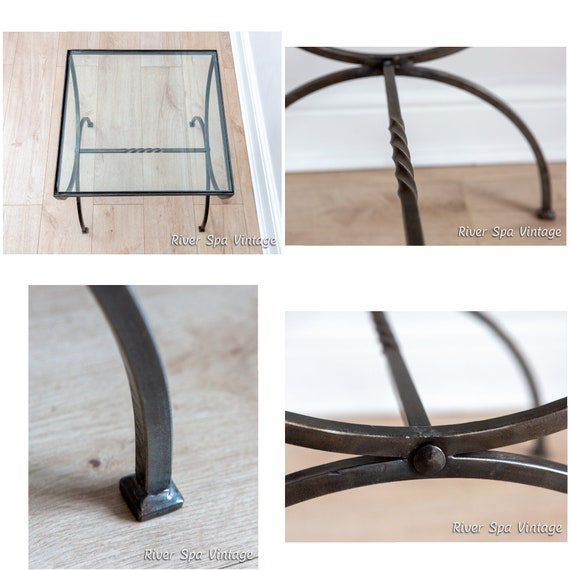 Glass and iron side table deals