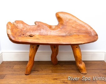 Magnificent Teak Root Bench Sculptural Natural Outdoors Interior Indonesian Vintage Mid Century Statement Bench Solid Wood Bench