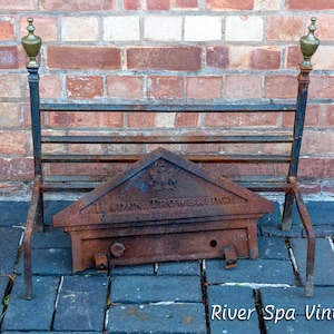 Regency Fire Accessories Antique Fire Dogs Andirons Early 19th Century Fire Back by Haden of Trowbridge Country House Fireplace Open Fire