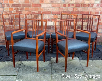 Gordon Russell Dining Chairs Set of 6 Mid Century 1960s Teak Burford Scandinavian Style MCM Modernist Minimalist Dining Chairs British