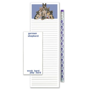 German Shepherd To Do List Magnetic Shopping Pad Notepad & Pencil Gift Set
