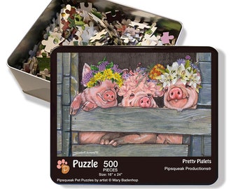 Piglets Art Jigsaw Puzzle, 500-Piece, Pig Lover Gift