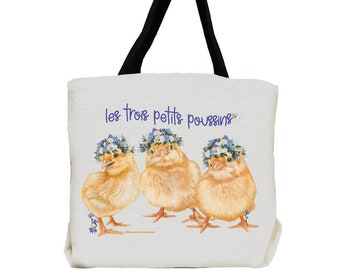Chickens, Baby Chicks Floral Tote Bag