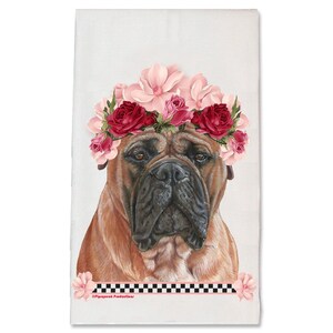 Bullmastiff Dog Decorative Floral Kitchen Dish Towel Pet Gift (DTS743)