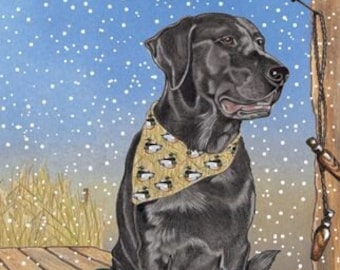 Black Lab Christmas Cards: Watercolor Labrador Retriever, Set of 10
