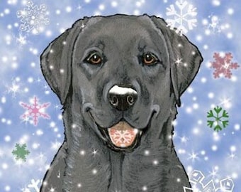 Black Lab Christmas Cards, Watercolor Labrador Retriever (Set of 10)