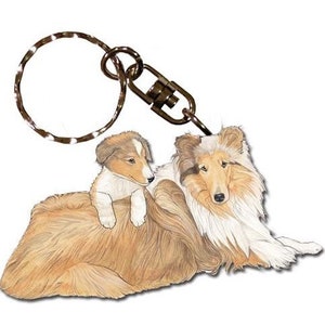 Collie Keychain, Wooden Die-Cut, Souvenir Key Holder, Bookbag Charm, Dog Tag, Pet Key Rings, Craft Ornaments