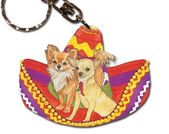 Chihuahua Keychain, Wooden Die-Cut Dog Tag, Pet Lover Gift
