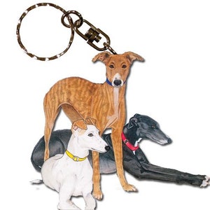 Greyhound Keychain, Wooden Die-Cut, Souvenir Key Holder, Bookbag Charm, Dog Tag, Pet Key Rings, Craft Ornaments