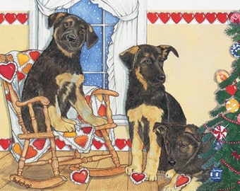 German Shepherd Christmas Cards Set Of 10 Cards & 10 Envelopes