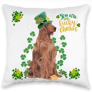 Irish Setter Saint Patrick’s Day Throw Pillow, Decorative Pillow, Cute Dog Accent Pillow, Home Decor, Pet Lover Gift
