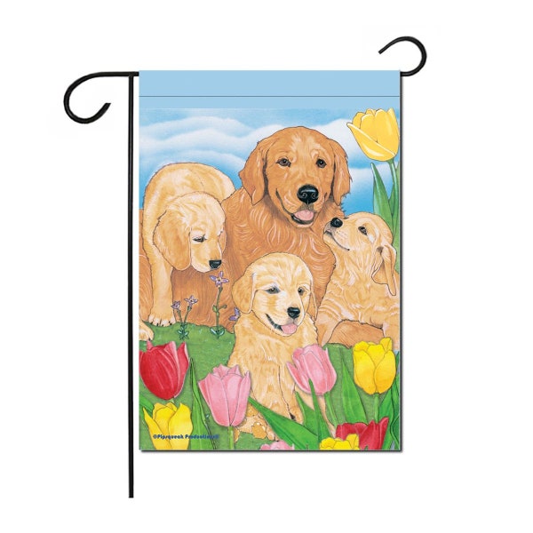 Golden Retriever Garden Flag Double sided, 12" x 17" Outdoor Decor