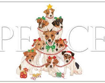 Jack Russell Terrier Christmas Cards Set Of 10 Cards & 10 Envelopes