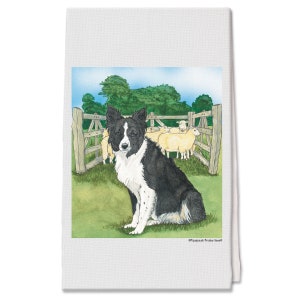 Border Collie Decorative Cotton Kitchen Dish Towel, Pet Gift (DT935)