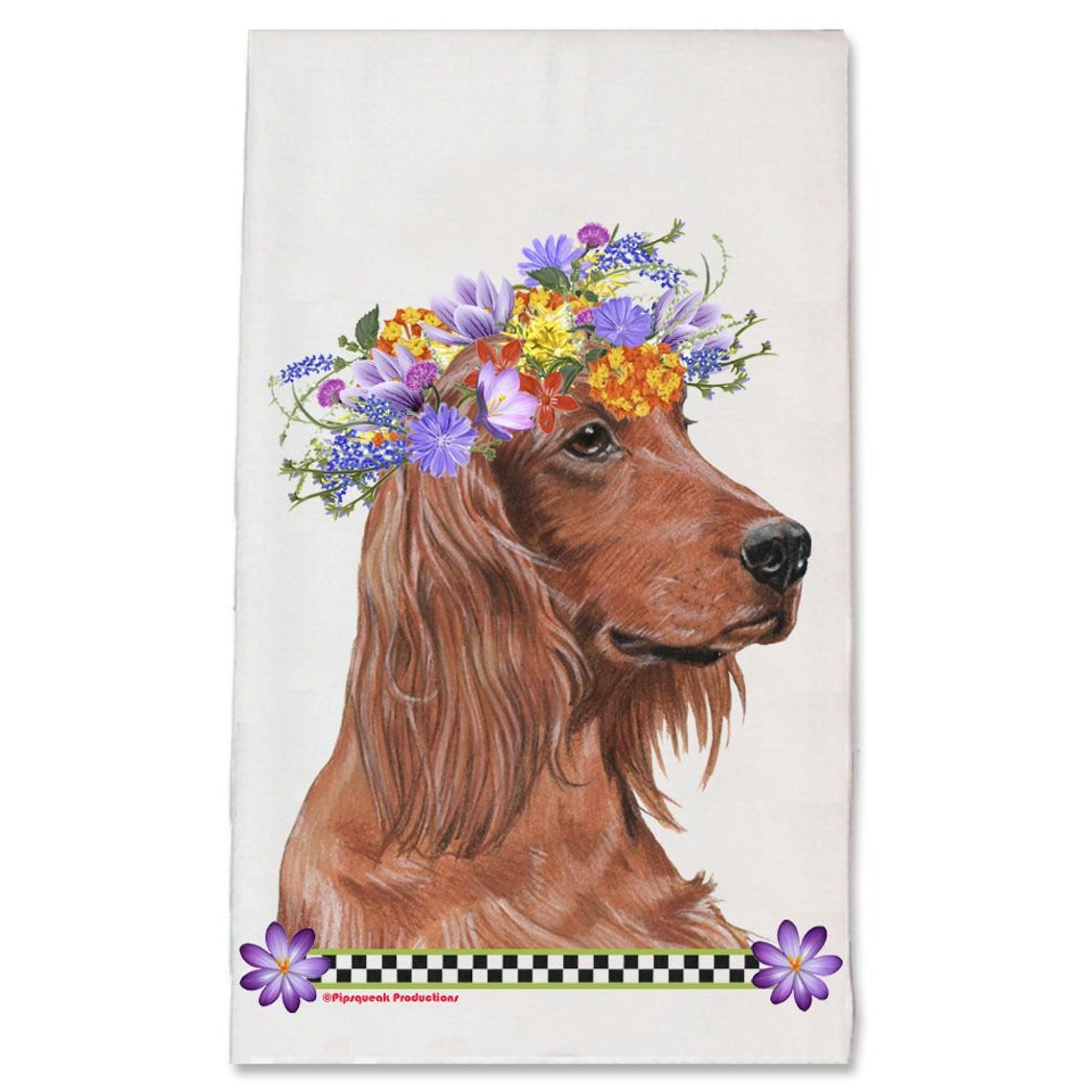 Decorative Irish Setter Dog Floral Kitchen Dish Towel Pet Gift Etsy