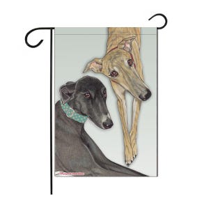 Greyhound Garden Flag Double sided, 12&quot; x 18&quot; Yard Art Decor