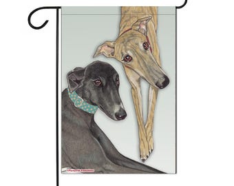 Greyhound Garden Flag Double sided, 12" x 18" Yard Art Decor
