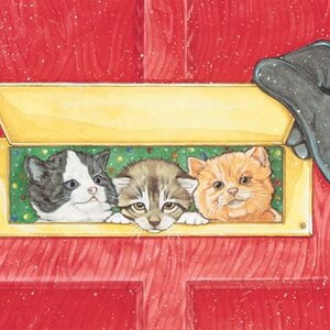 Cat Mail Christmas Cards Set Of 10 Cards & 10 Envelopes