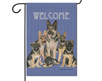 German Shepherd Garden Flag Double sided, 12" x 18 " Yard Art Decor