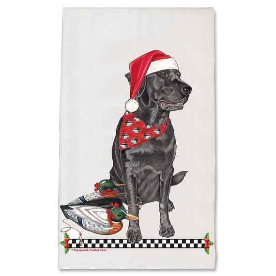 Labrador Retrievers Black Lab Christmas Kitchen Towel Holiday Pet