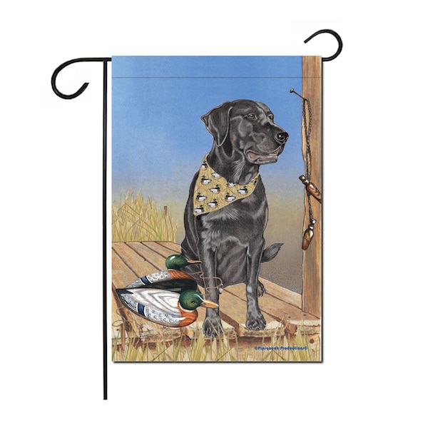 Labrador Black Lab Garden Flag Double sided, 12" x 17" Outdoor Decor