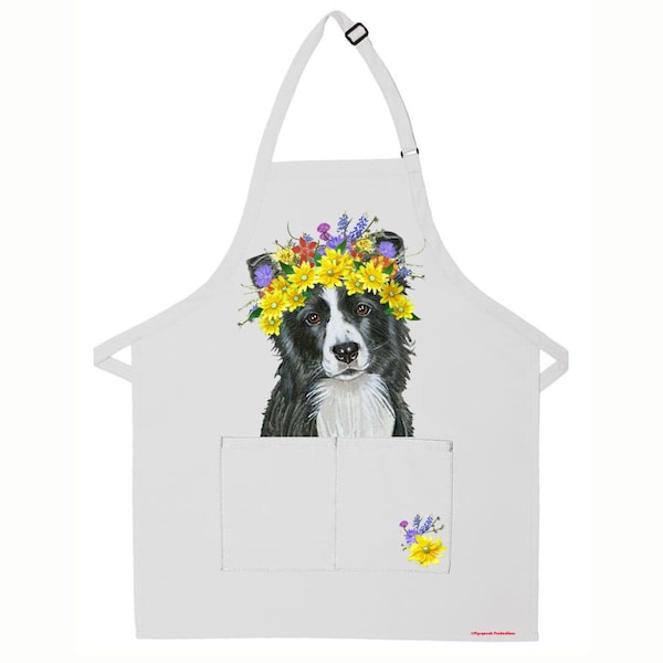 Border Collie Dog Apron Two Pocket Bib Apron With Adjustable Neck