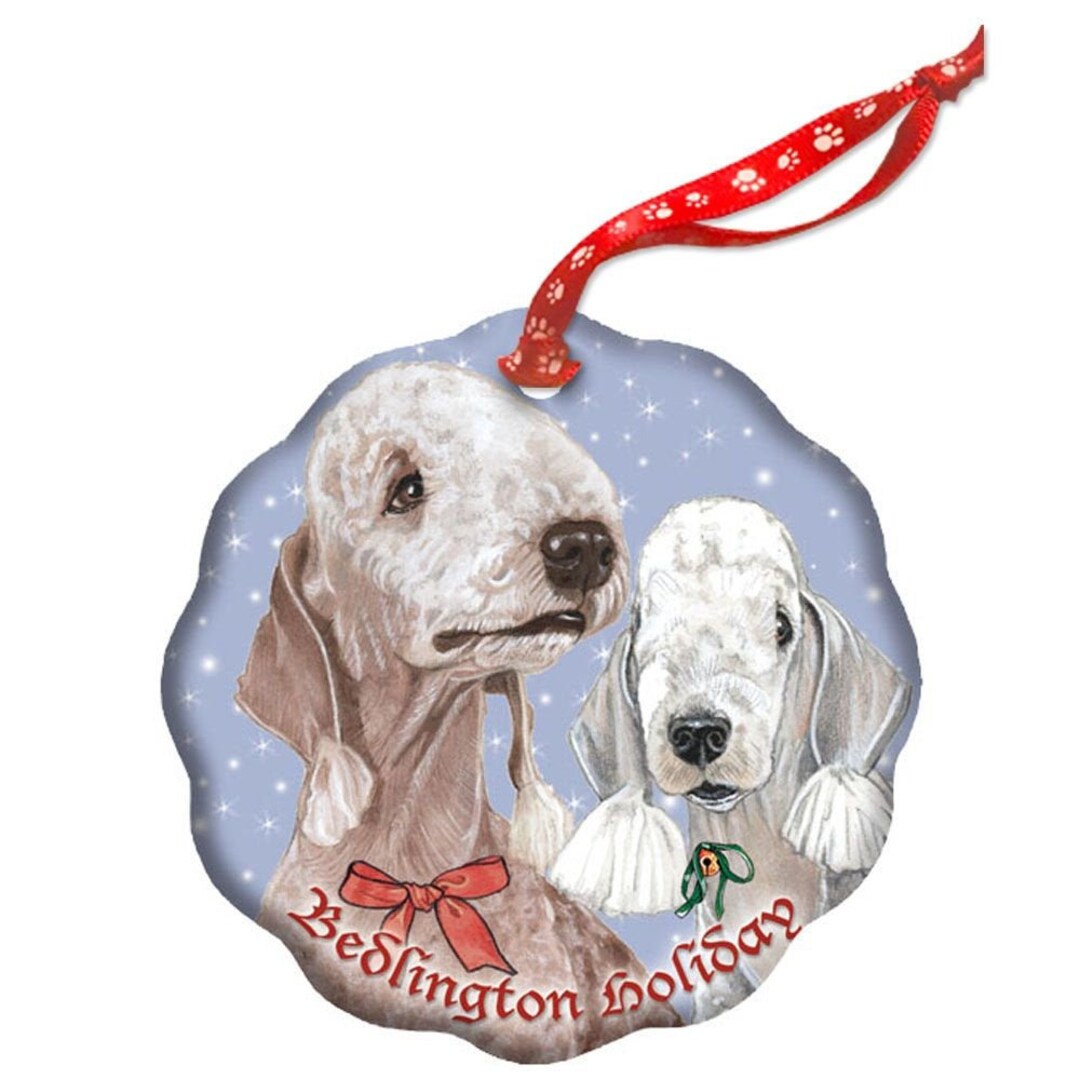 Bedlington Terrier Holiday Porcelain Christmas Tree Ornament - Etsy