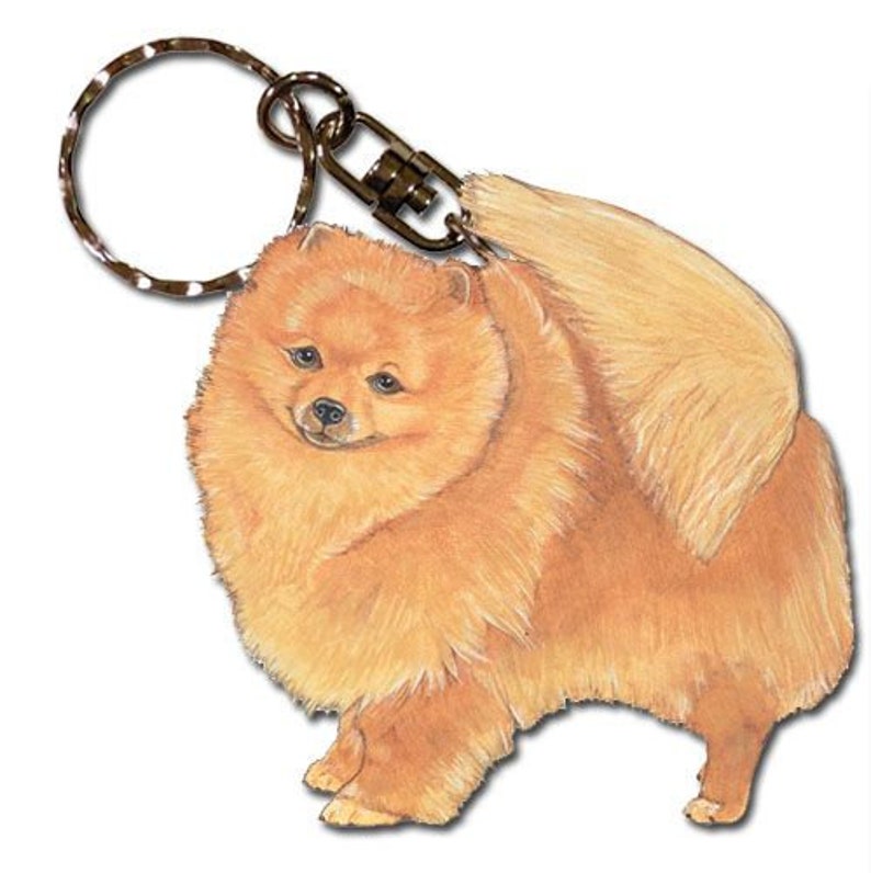 Pomeranian Keychain Wooden