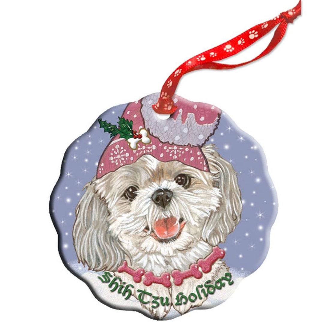 Shih Tzu Holiday Porcelain Christmas Tree Ornament Double-sided ORP115 ...