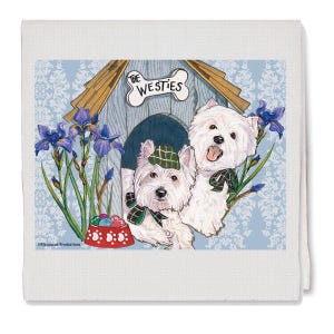 West Highland Terrier Decorative Cotton Kitchen Dish Towel, Westie Pet Gift (DT926)