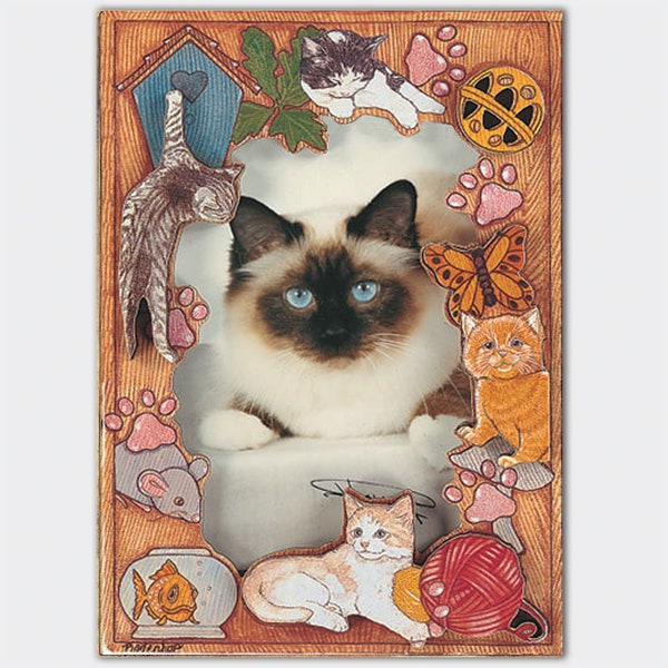 Cat Wooden Picture Frame Die-Cut 2-Dimensional 5” x 7” Holds 4" x 6" Photo