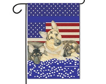 German Shepherd Patriotic Garden Flag, 4th of July Decor