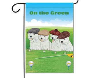 West Highland Terrier Golfer On The Green Garden Flag, Double-Sided 12" X 18" Yard Outdoor Decor