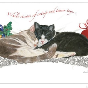 Cat Yin and Yang Christmas Cards Set Of 10 Cards & 10 Envelopes